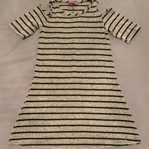 GIRLS AQUA DRESS GRAY AND BLACK STRIPE SZ M